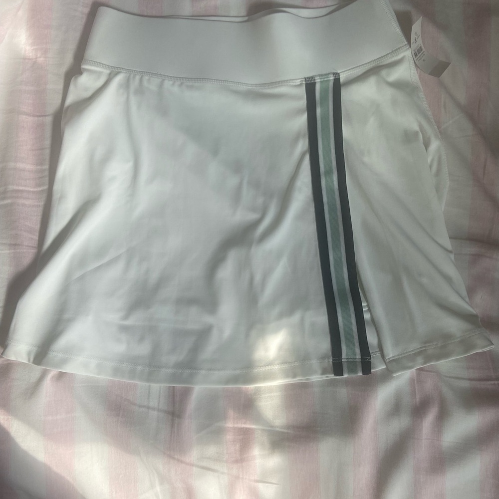 Lou & Grey White Skater Skirt with Gray Striped Accent